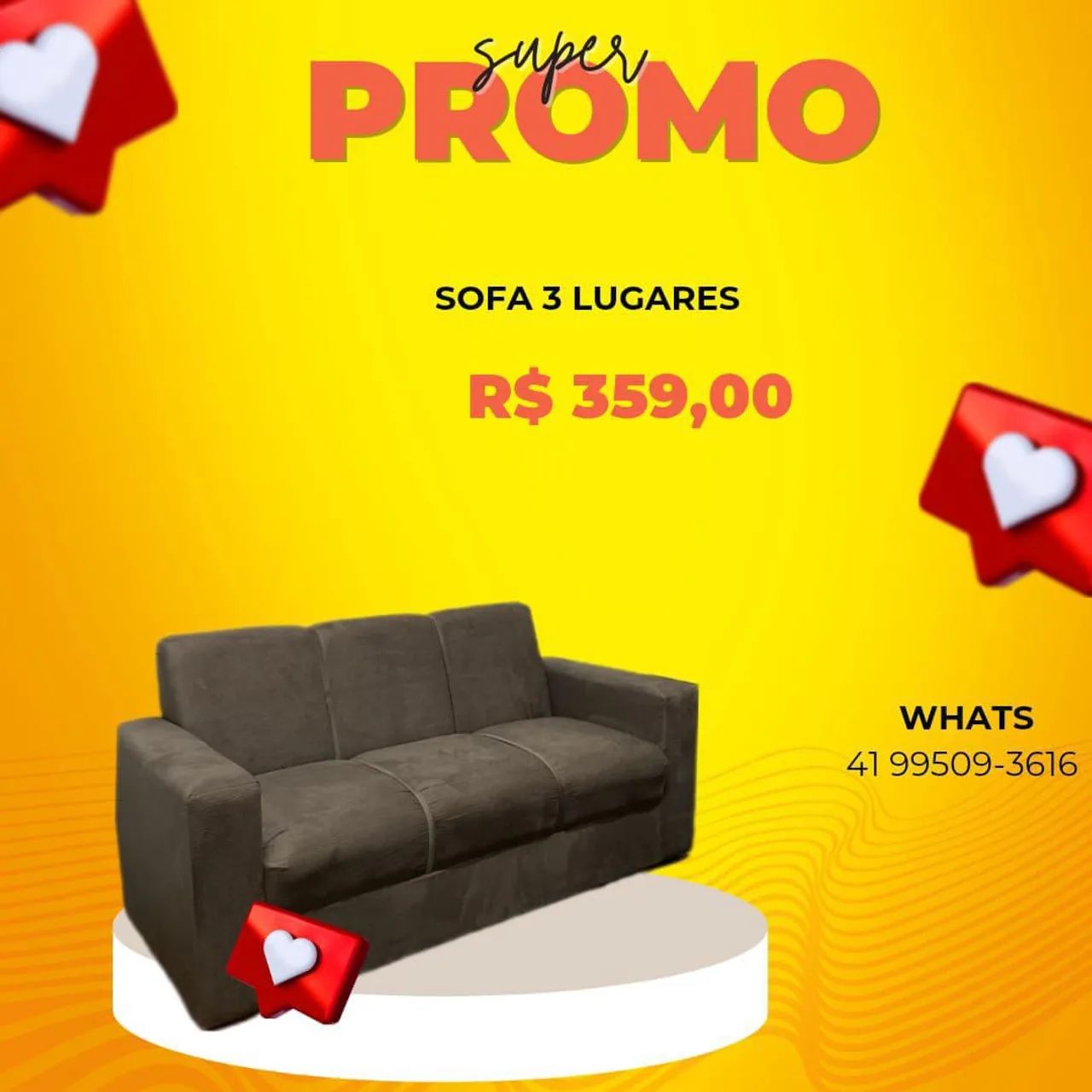 Sofá 3 Lugares - Novo - Super Promoção!
