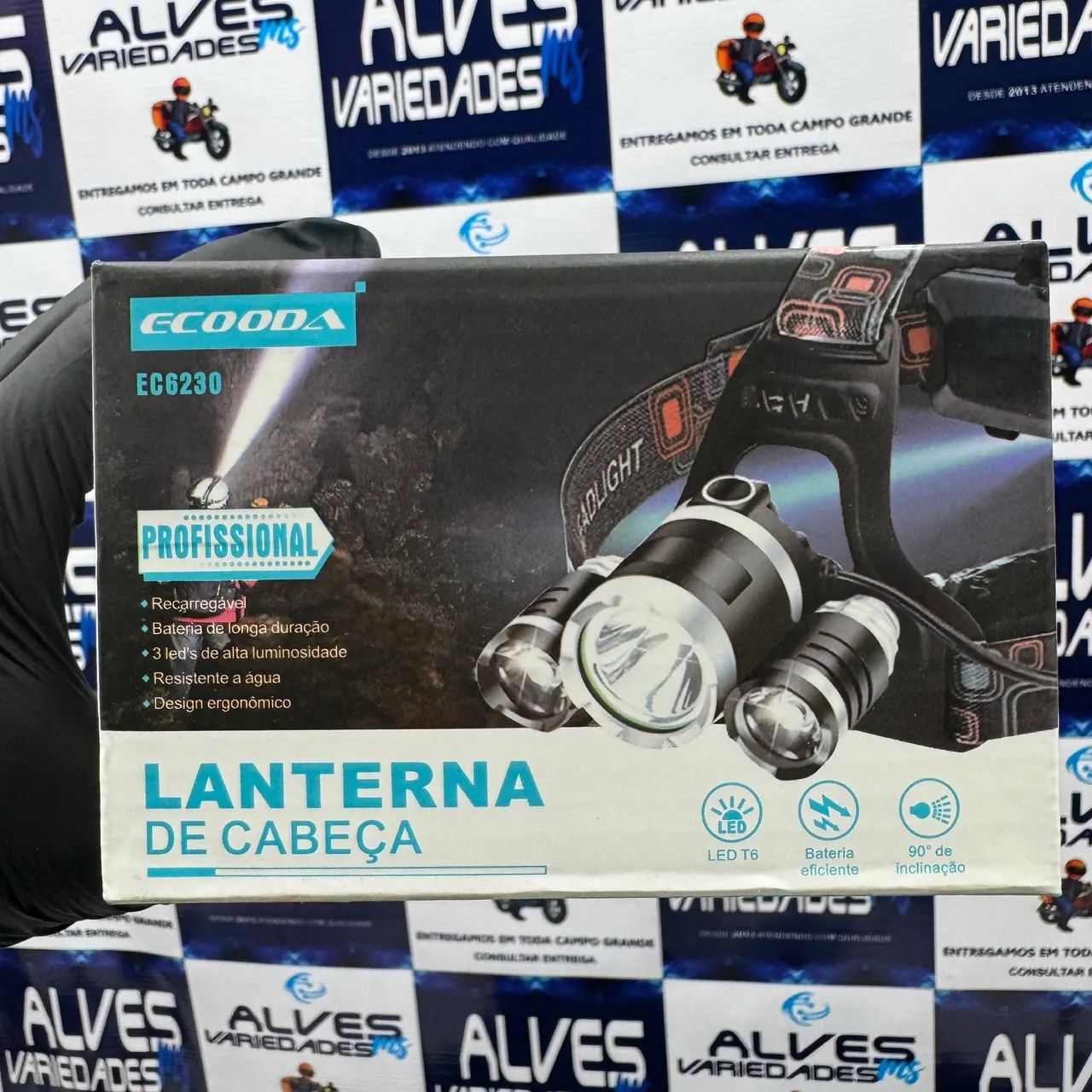 Lanterna de cabeça profissional recarregável