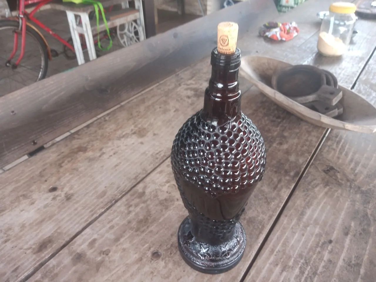 Garrafa de vidro antiga