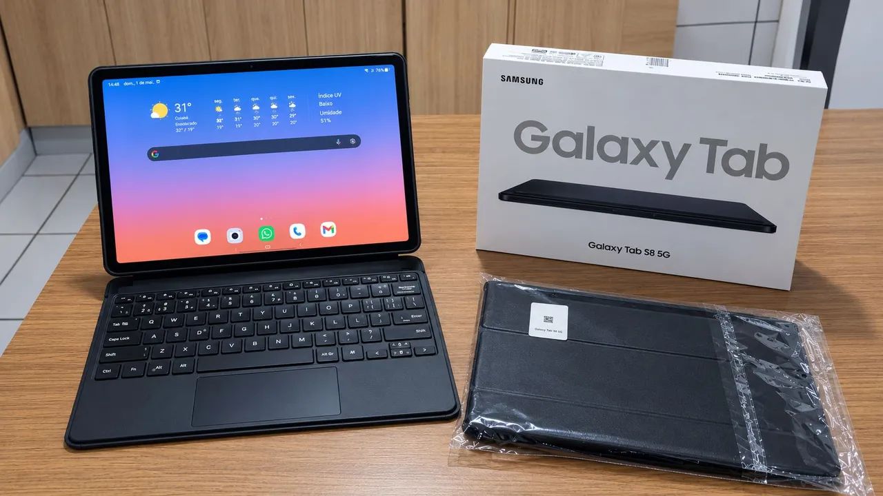 Galaxy Tab S8 5G 256GB -+ S Pen -+ Capa Teclado + Capa Extra - Foto 2