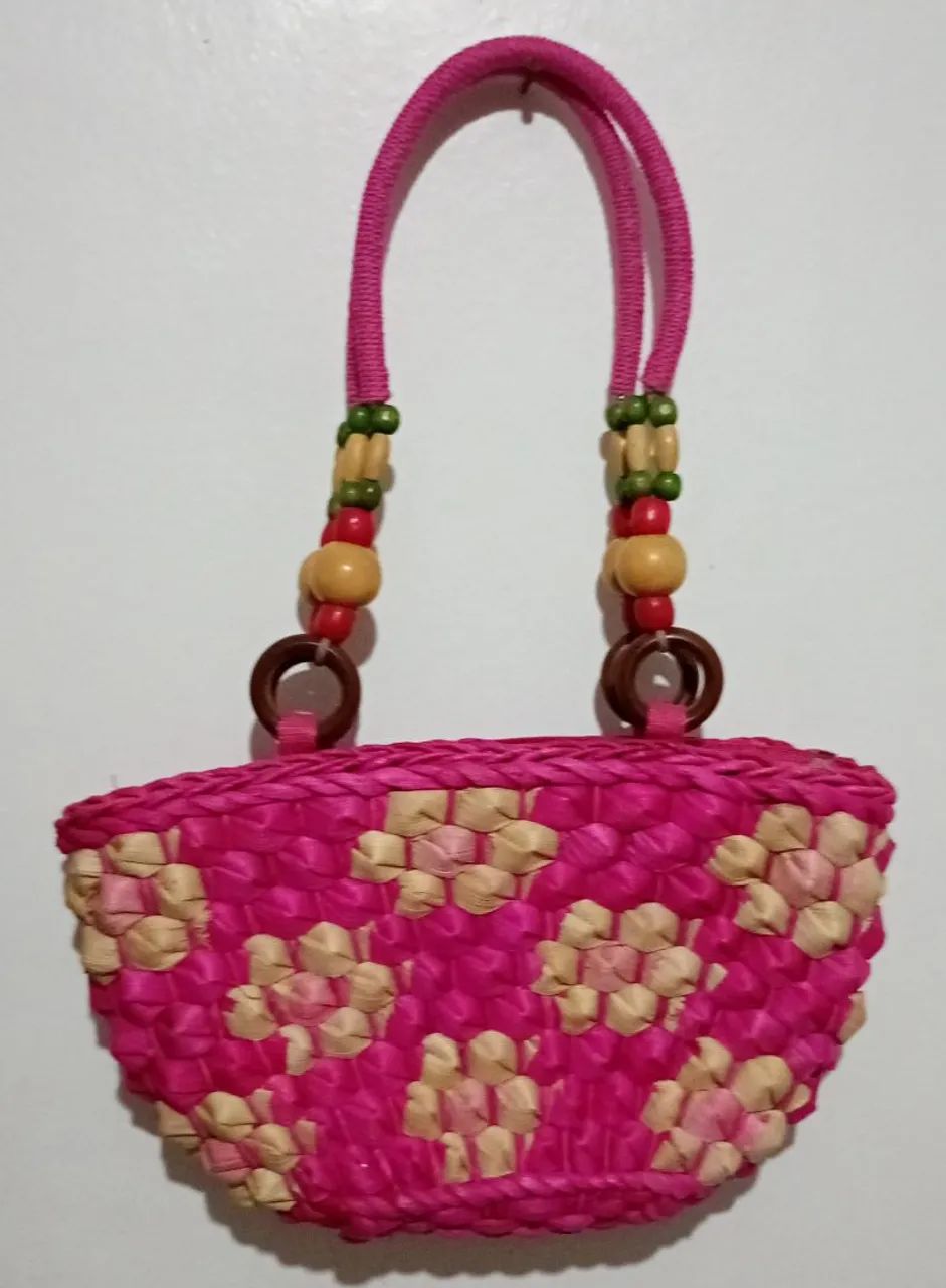 Bolsa de Palha Rosa