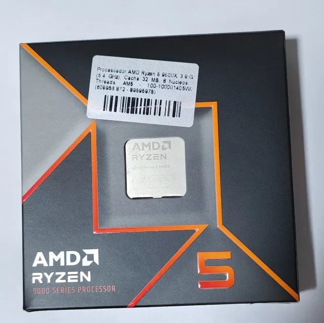 CPU：AMD Ryzen 5 9600X BOX Socket AM5 Processador AMD Ryzen 5 9600X AM5 Versão box apenas 1 ano de uso