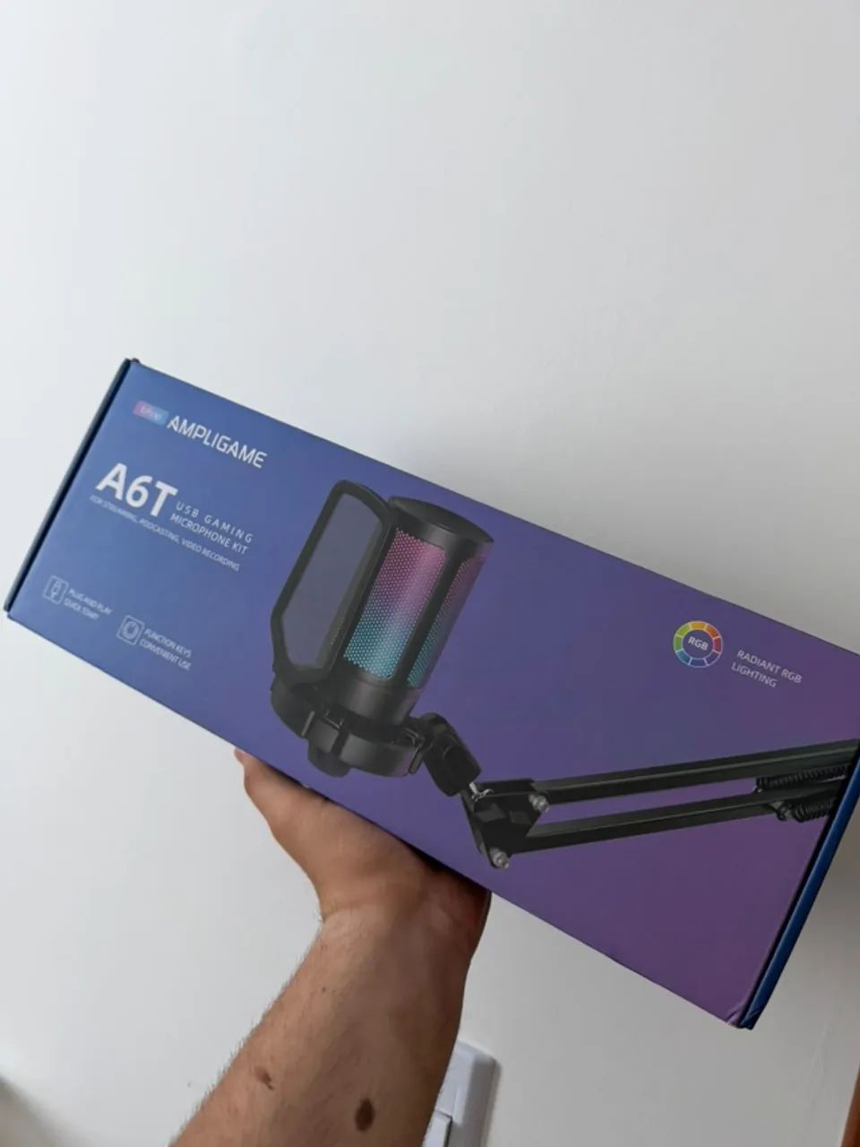 (Lacrado) Microfone Ampliogame A6T azul com braço