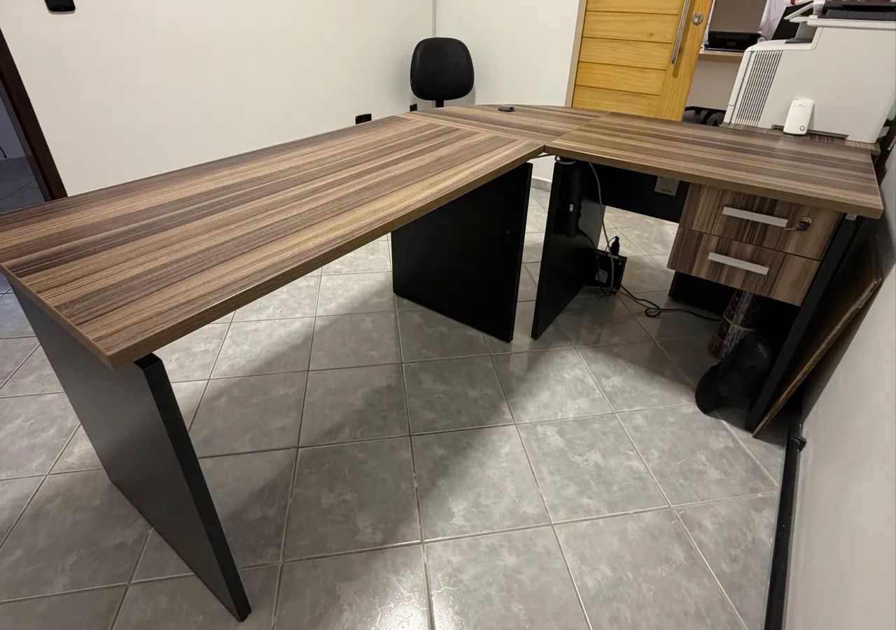 Mesa em L com Extensor - Avantti - Marrom - Foto 3