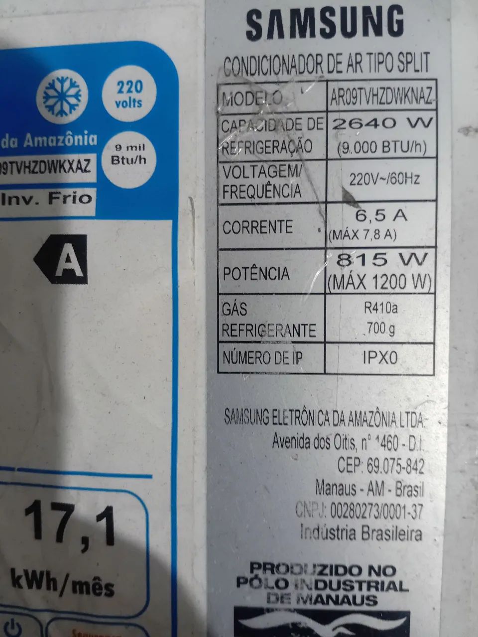 Evaporadora. Samsung 9000btus - Foto 3