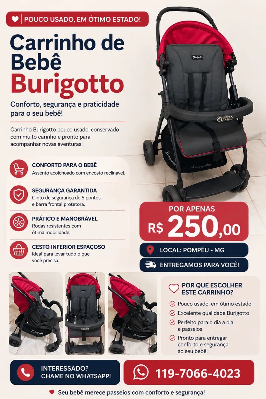 Carrinho de bebê- burigotto  - Foto 5