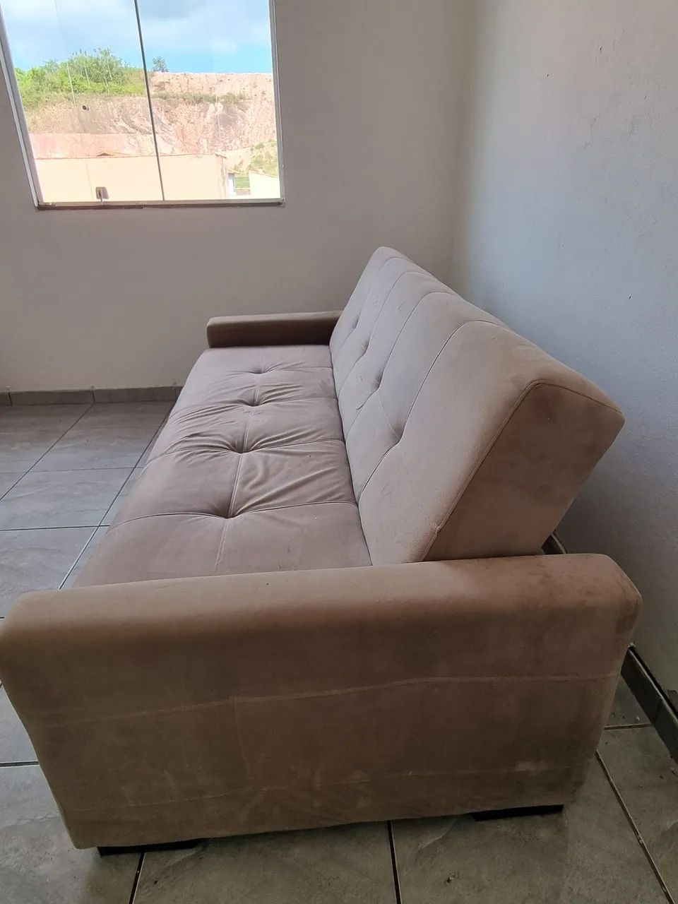 Sofá-cama 3 lugares bege - usado - Foto 2