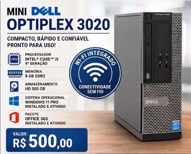 Mini PC Dell OptiPlex 3020 Core i5 8gb de memória HD de 500GB +