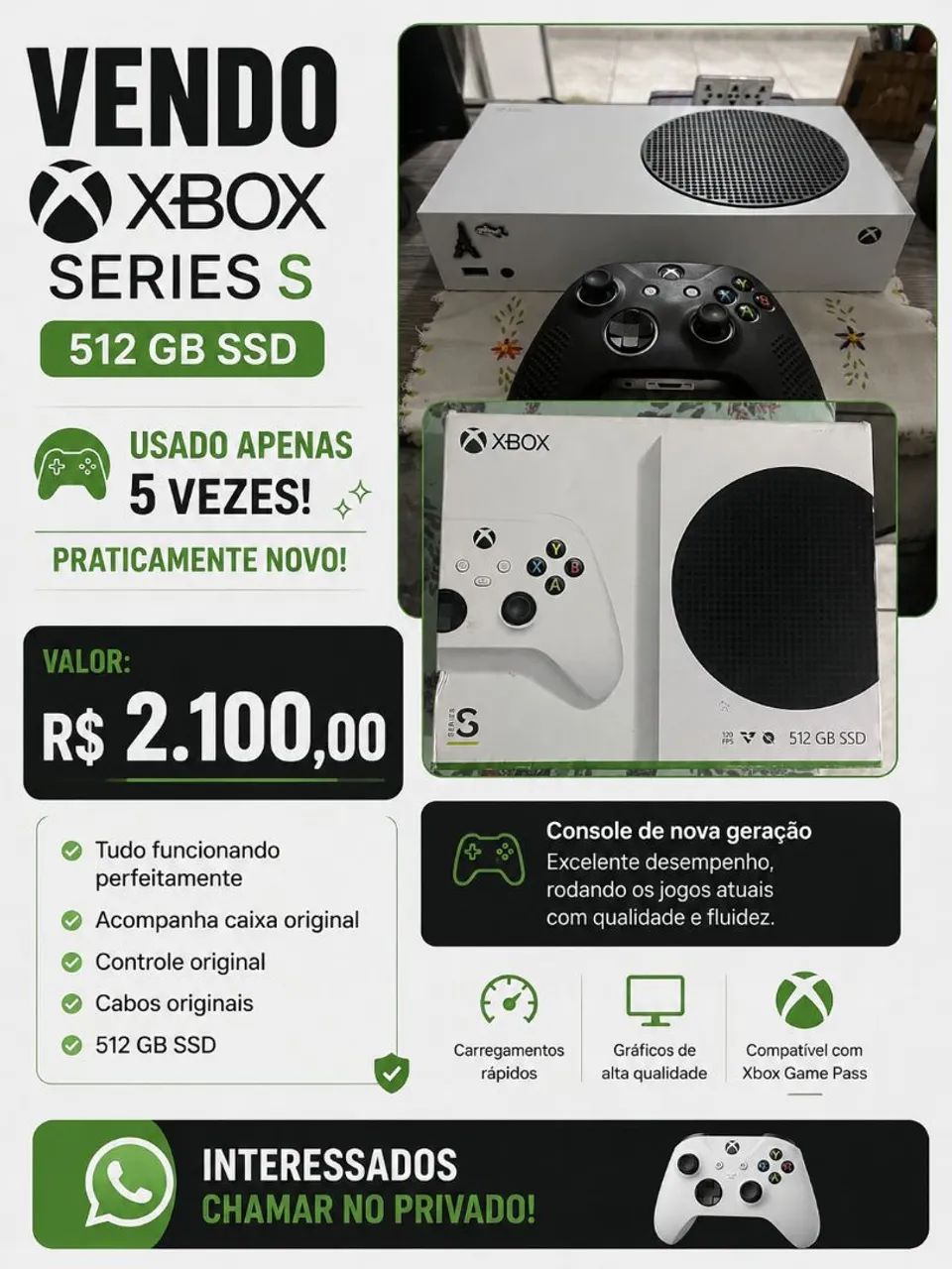 Xbox Series S 512GB Semi Novo + Caixa Original - Consoles de Vídeo