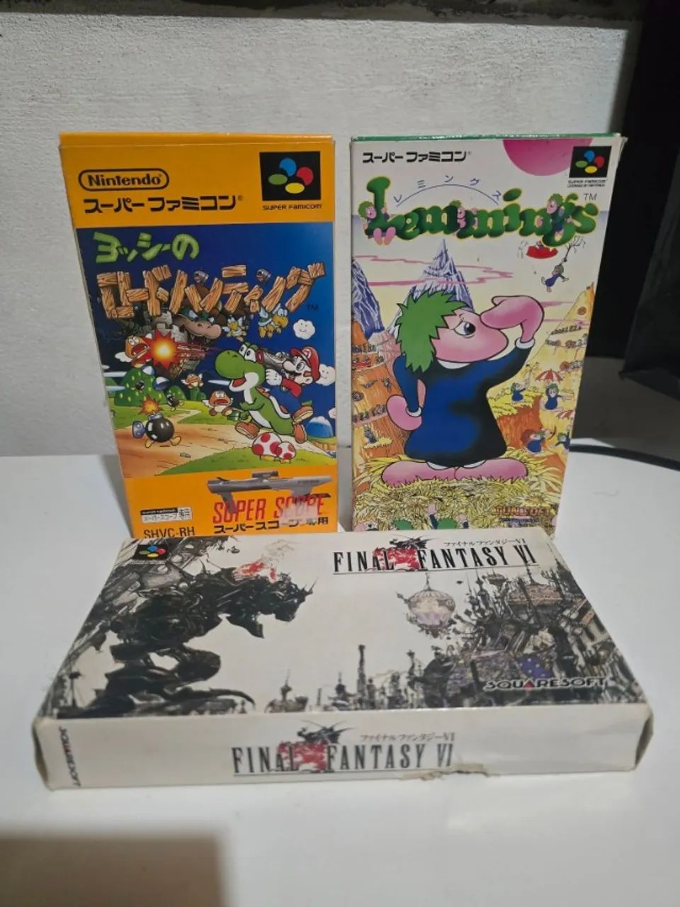 Lote Super Famicom - 3 Jogos Completos - Lemmings + Yoshi Safari +