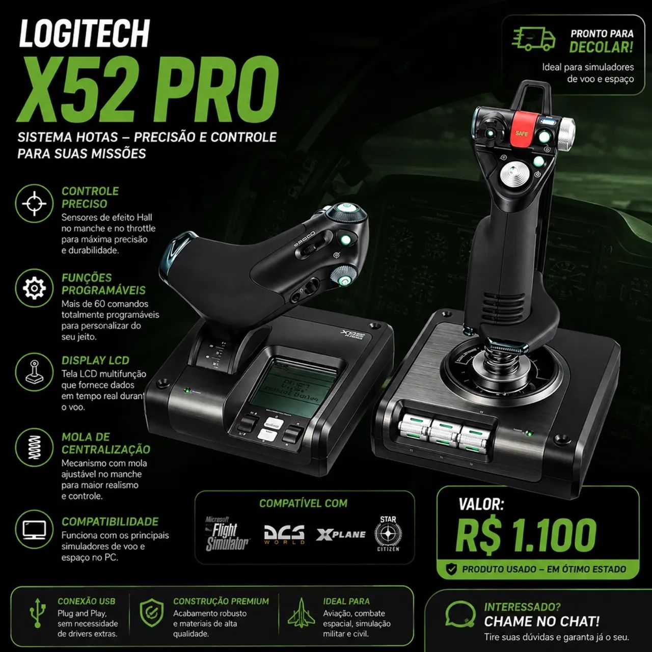 JOISTICK LOGITECH x52 PRO