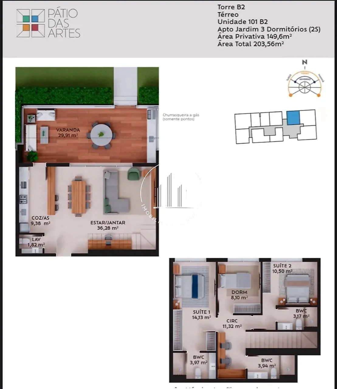 Apartamento 2 Quartos com 2 Suítes e 149m² - Pedra Branca - EST - Foto 2