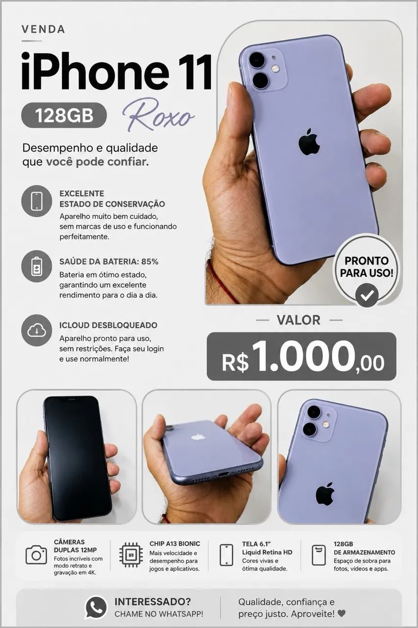  iPhone 11 128GB Roxo