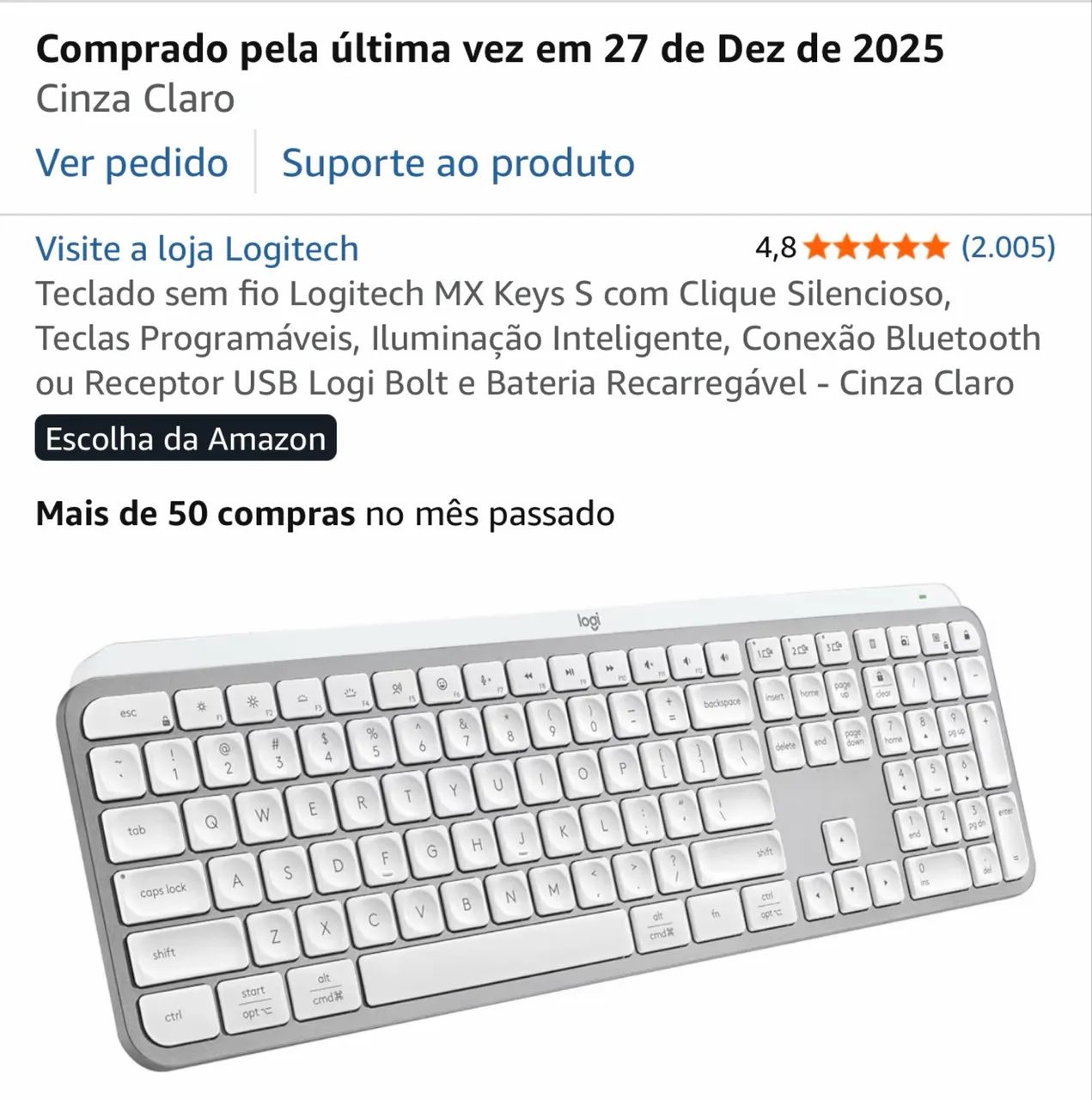 Teclado sem fio Logitech MX Keys S - Foto 4