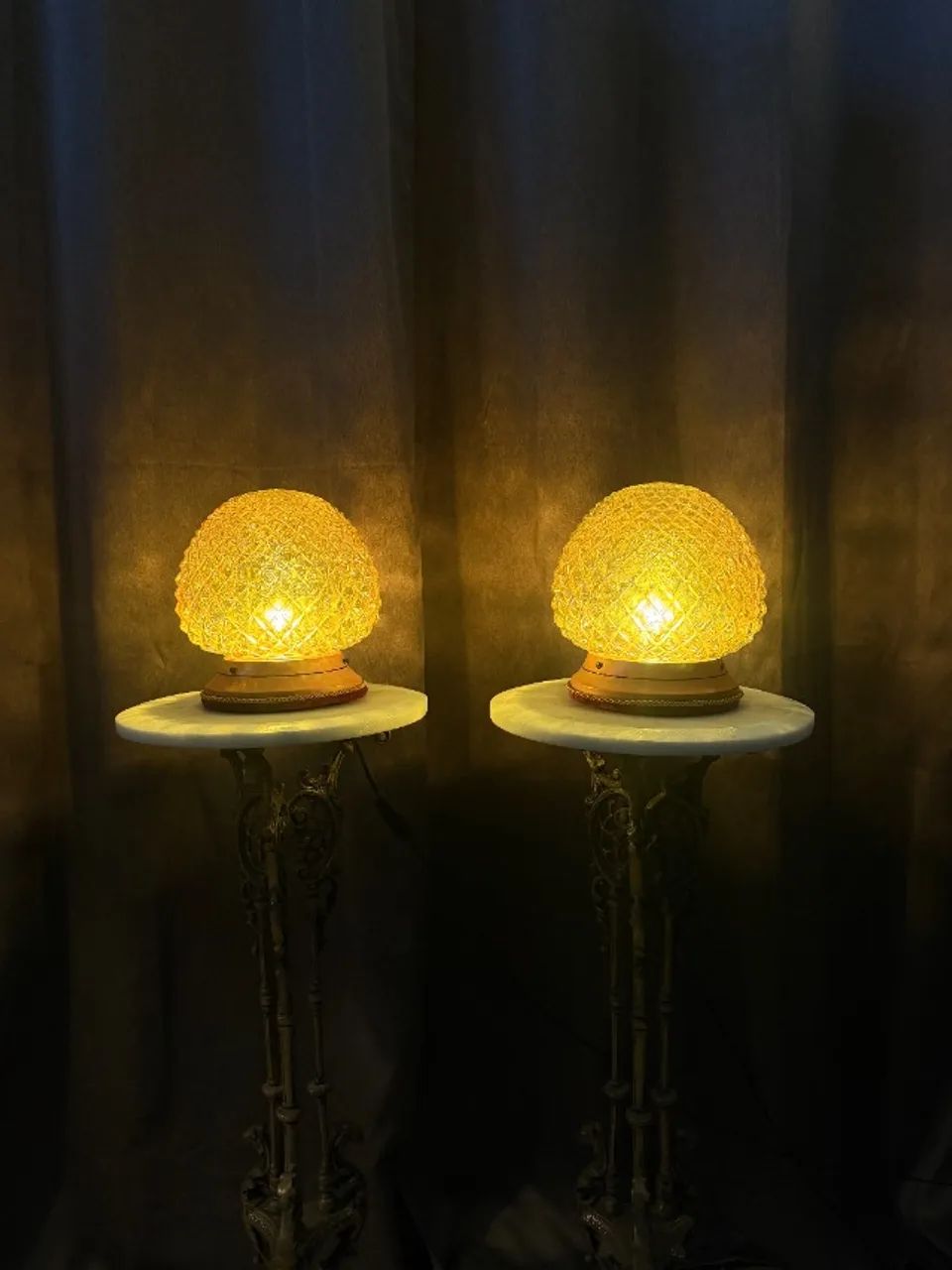 Par de Luminárias Vintage Cúpula Bico de Jaca Âmbar - Estilo Clássico - Foto 3