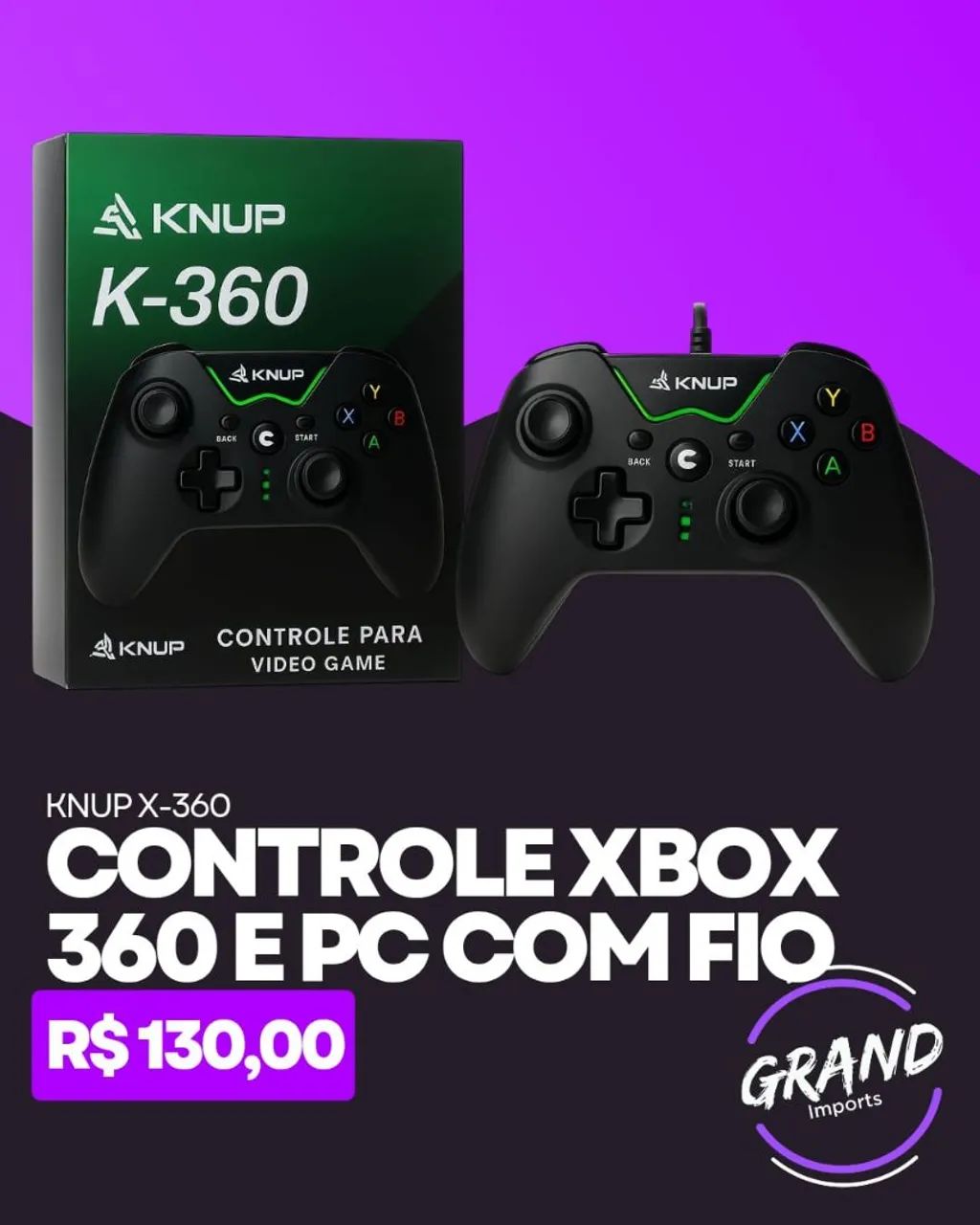Controle Xbox 360 e Pc com fio