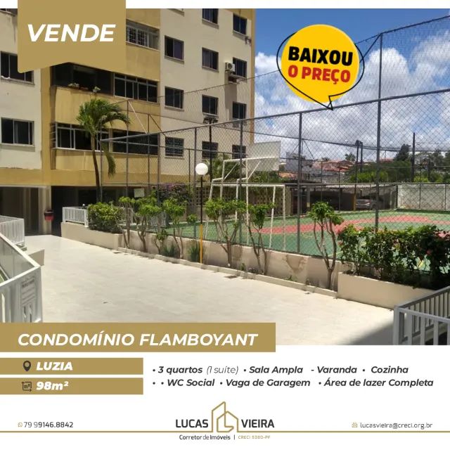 Apartamento com 96m² Condomínio Flamboyant - 3/4 com suite e DCE - Bairro Luzia