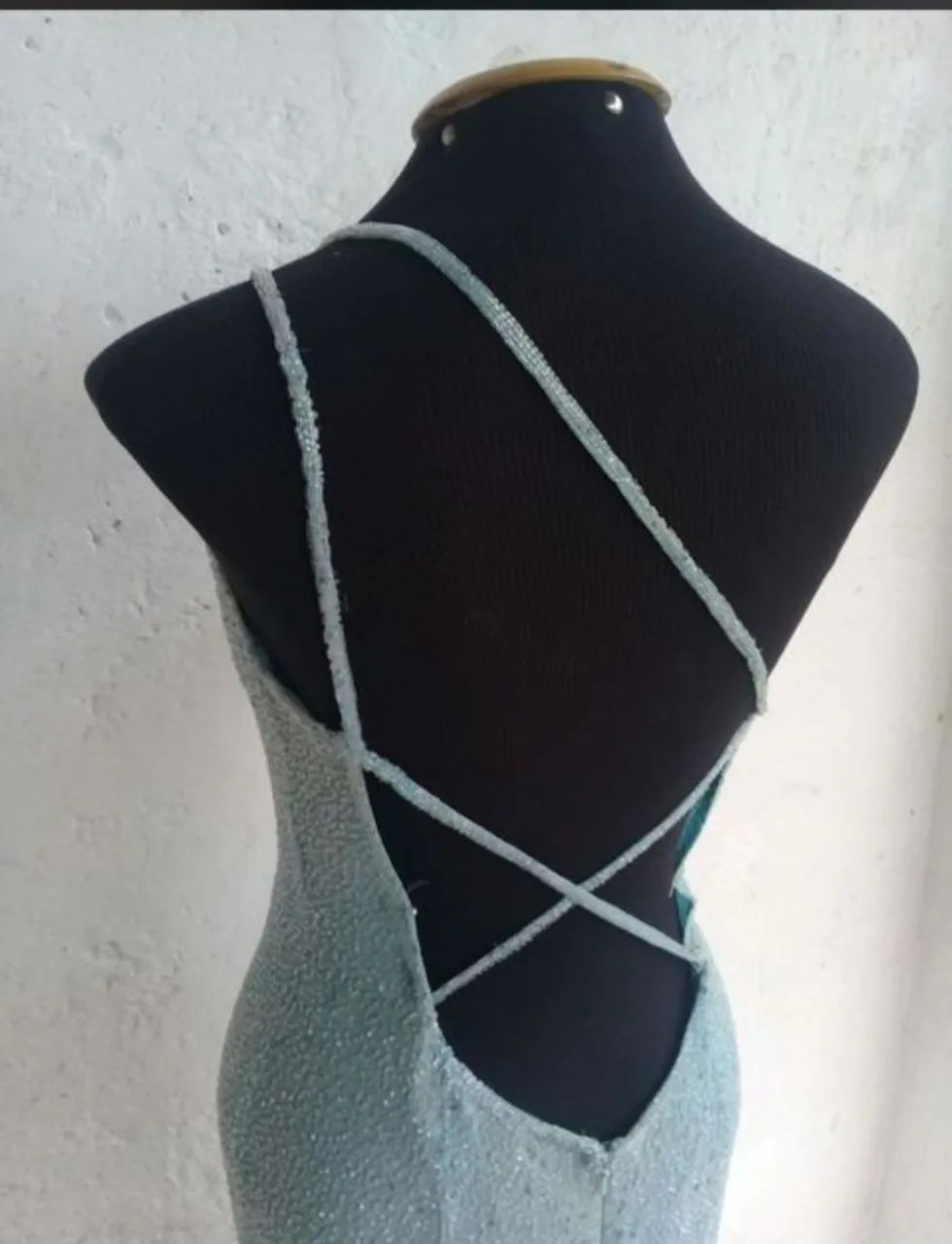 Vestido Azul Celeste Indiano Bordado com Fenda - Foto 3