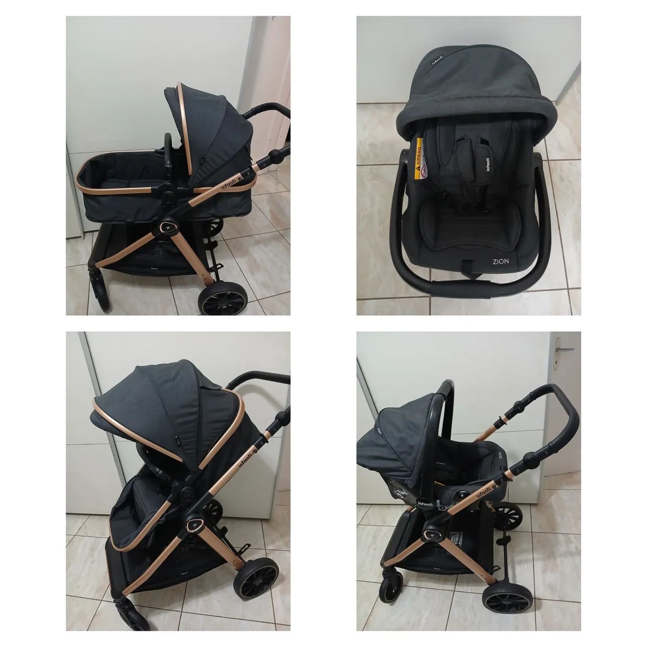 Carrinho Infanti Romanzo Duo Travel System Semi Novo + Bebê  Conforto