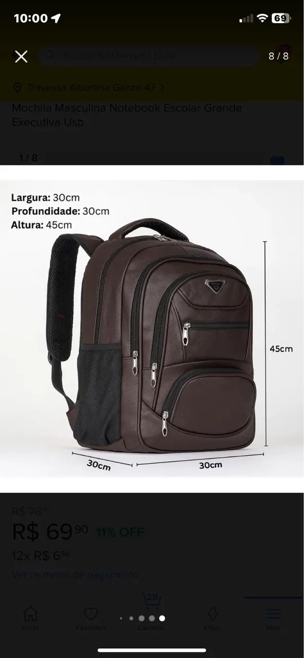 Mochila Couro Marrom  - Foto 5