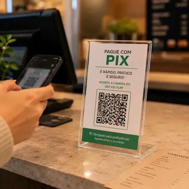 Plaquinha NFC aproximação em acrílico com QR Code para Pix, Google, Site