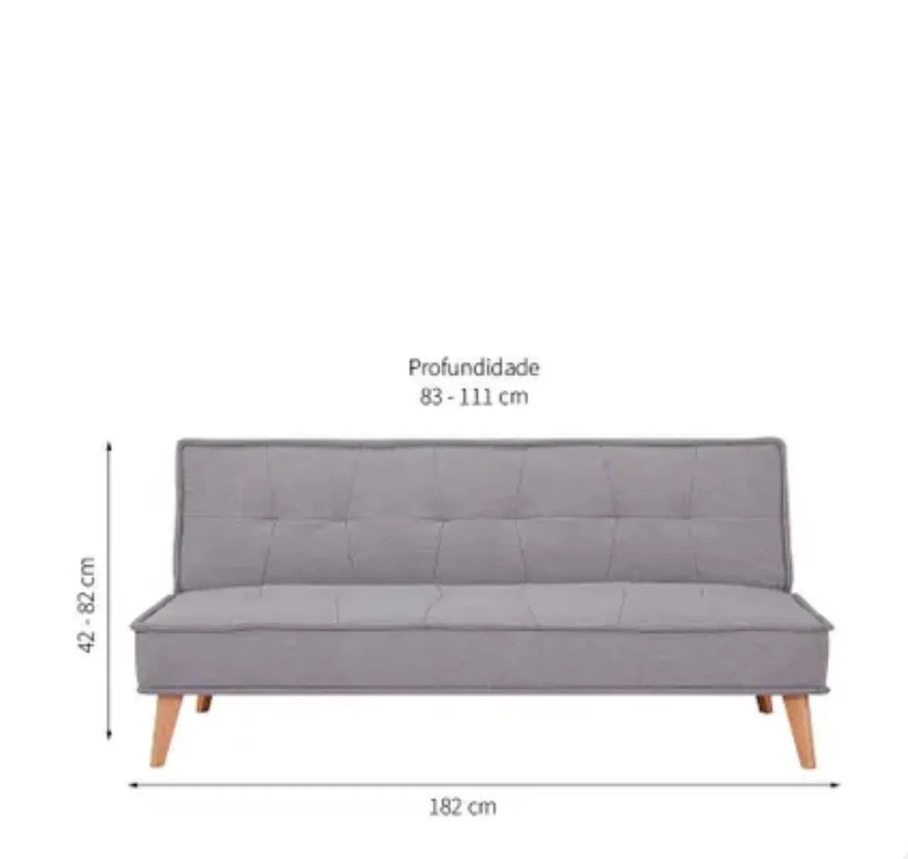 Sofá Cama 3 lugares Casal Cinza  - Foto 2