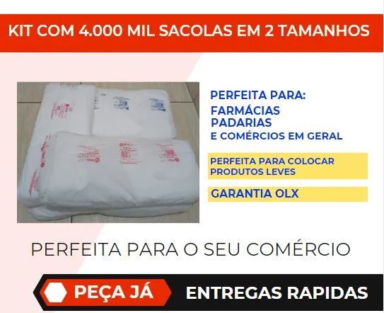 SACOLAS FINAS - KIT COM 4000 MIL SACOLAS