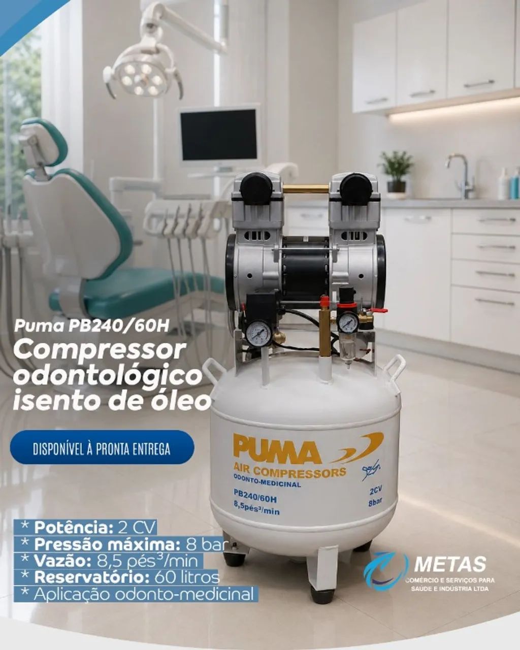 Compressor odontológico isento de óleo