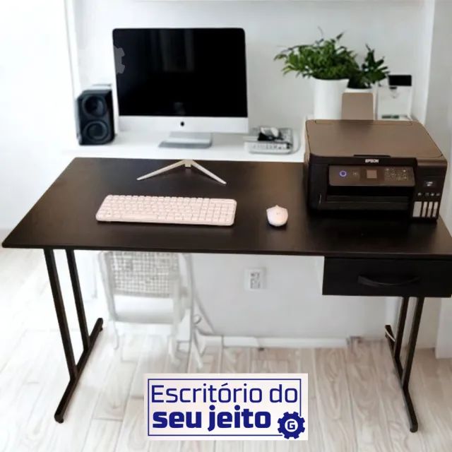 Escrivaninha Nova Reforçada com Gaveta 1,20M Mesa Multiuso Escritório Computador Notebook - Foto 4