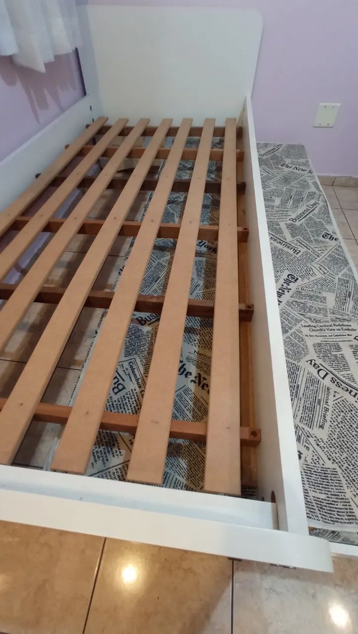 Cama De Solteiro Com Bicama E Colchões (Usado)Cama excelente, super resistente de Móveis P - Foto 5