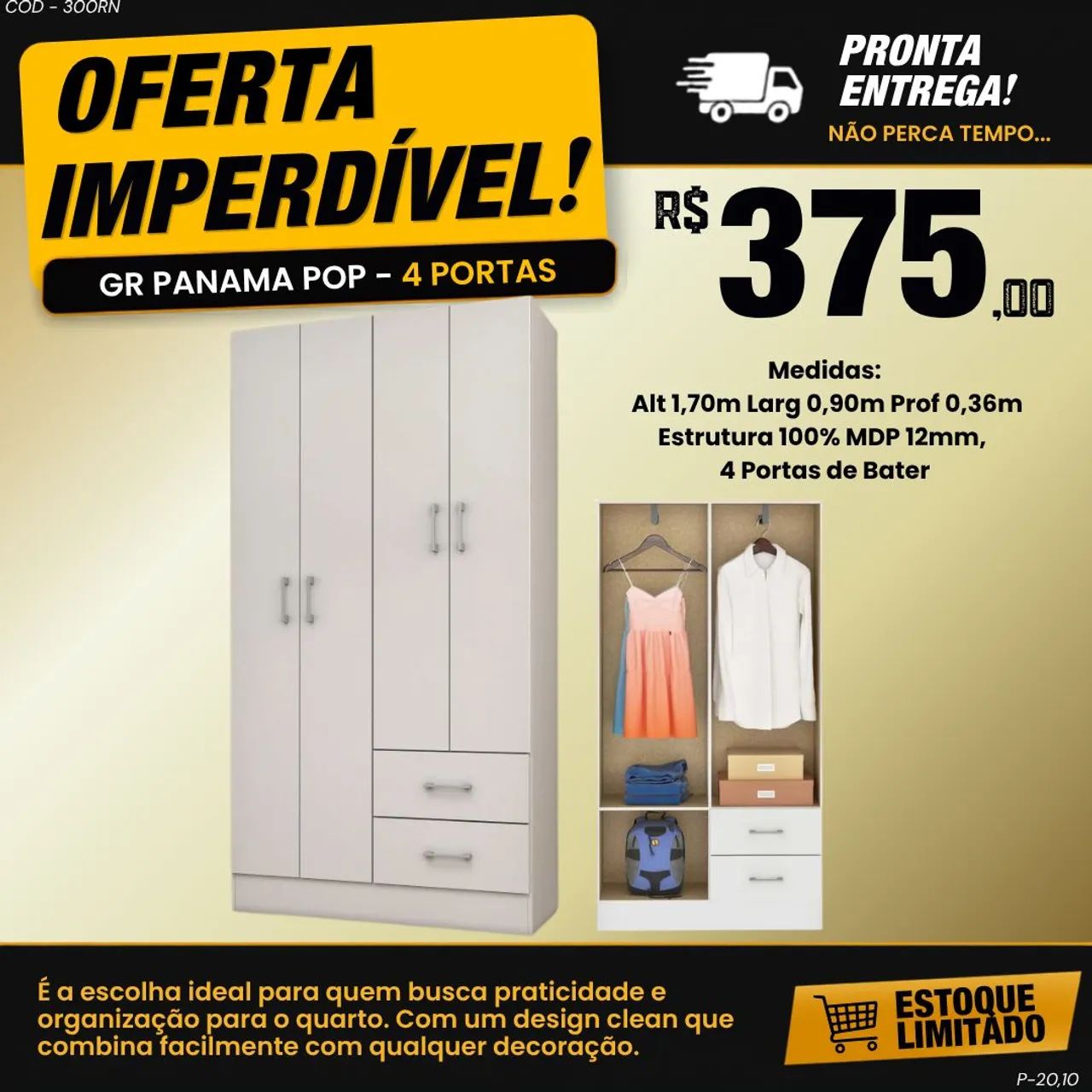 Guarda roupa de solteiro - ENTREGA IMEDIATA - Foto 2