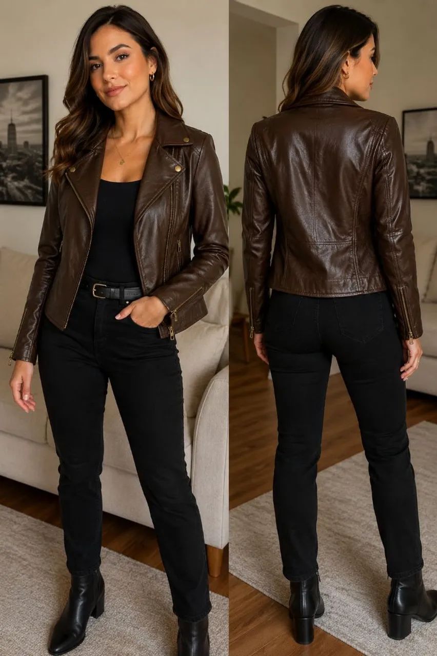 Jaqueta Nova Biker Couro Original M - Foto 5