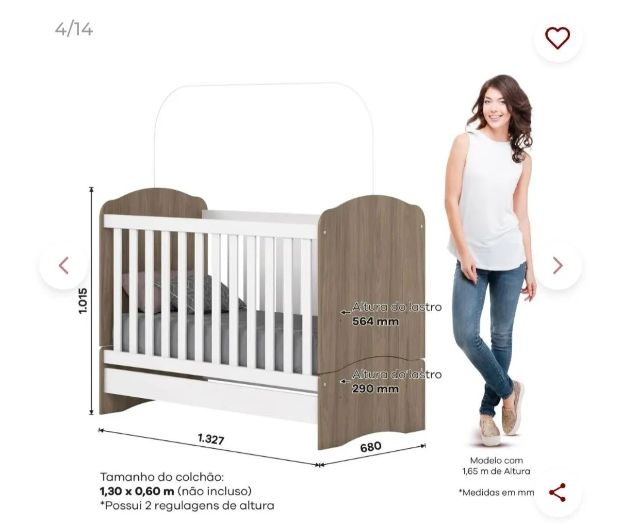 Berço mini cama 3 em 1 Henn - Foto 3