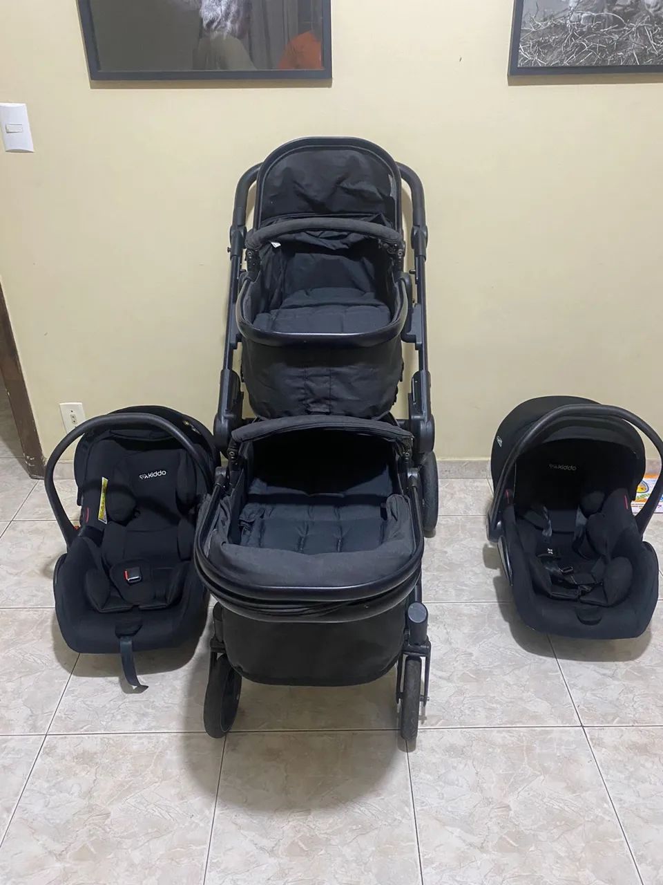 Kiddo Pair Melange Graphite Twin Stroller