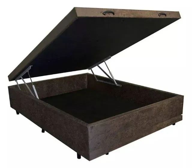 Cama Base Box Baú Viúva Marrom Suede