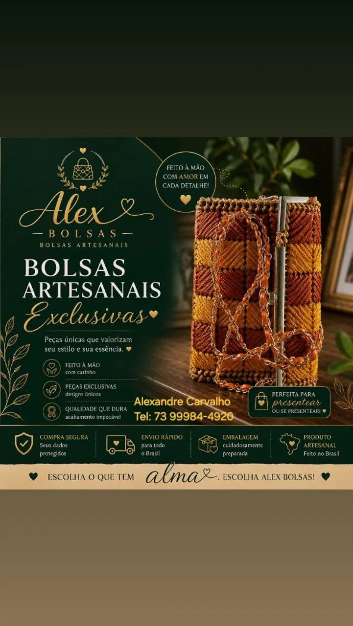 Bolsa Artesanais Exclusivas Feito a Mão 