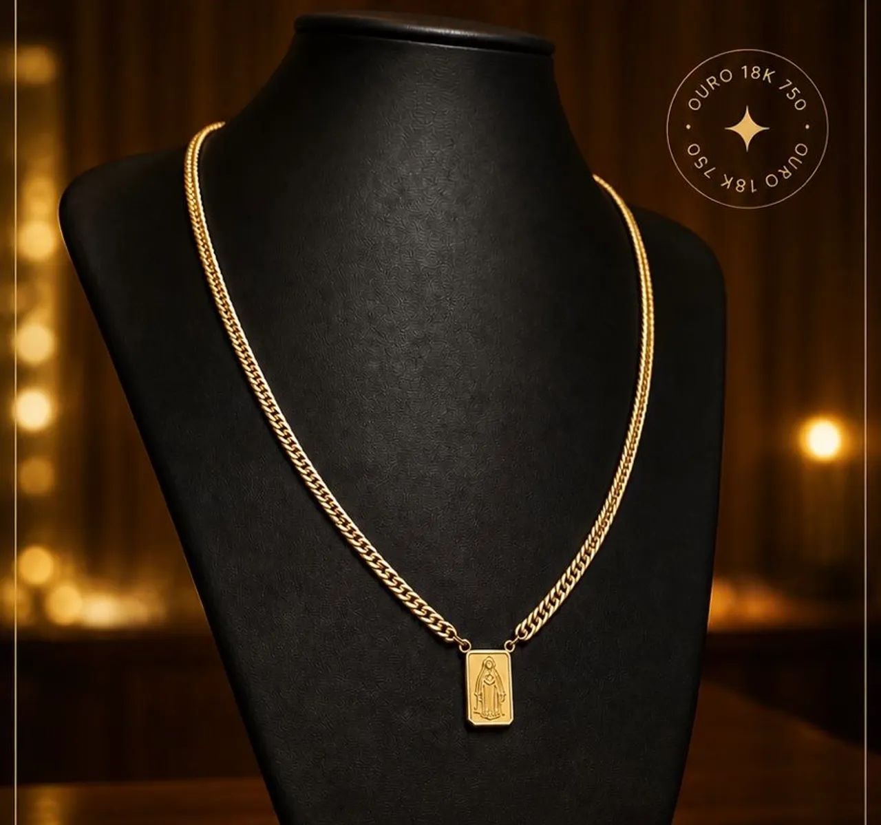 Escapulário Grumet Duplo em Ouro 18K 750