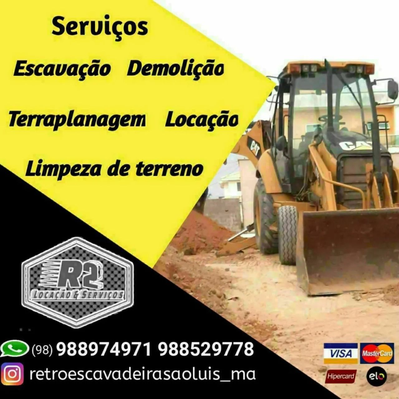 Retroescavadeira e Caçambas serviços 