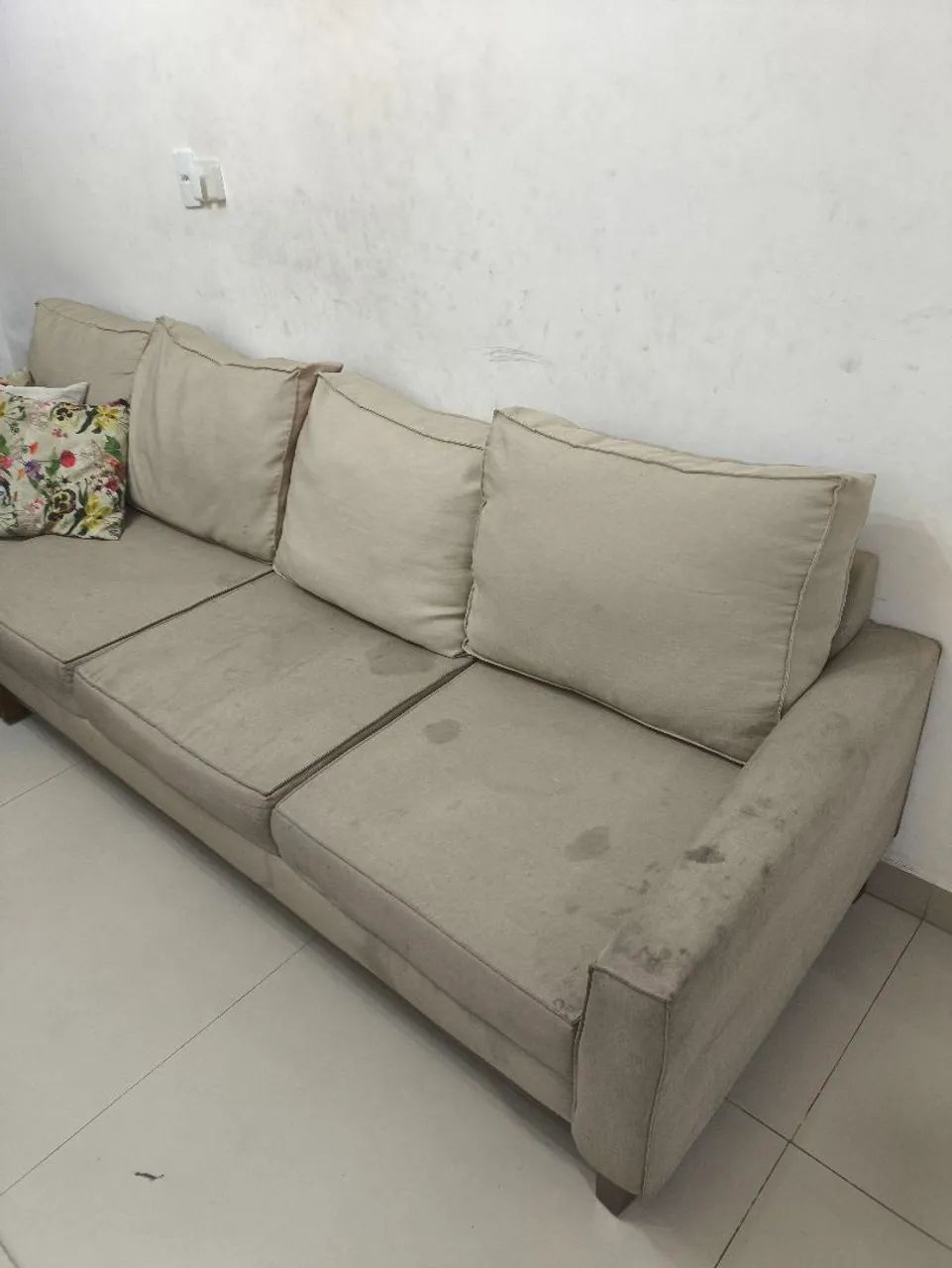 Sofa Retro Moderno Chaise Canto Linho 4 Lugares  - Foto 3