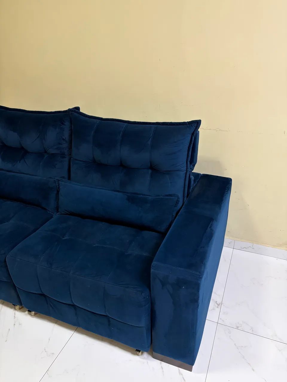 Sofá Retrátil/Reclinável 2,00M Suede Velut Lavável Azul Marinho - Foto 2
