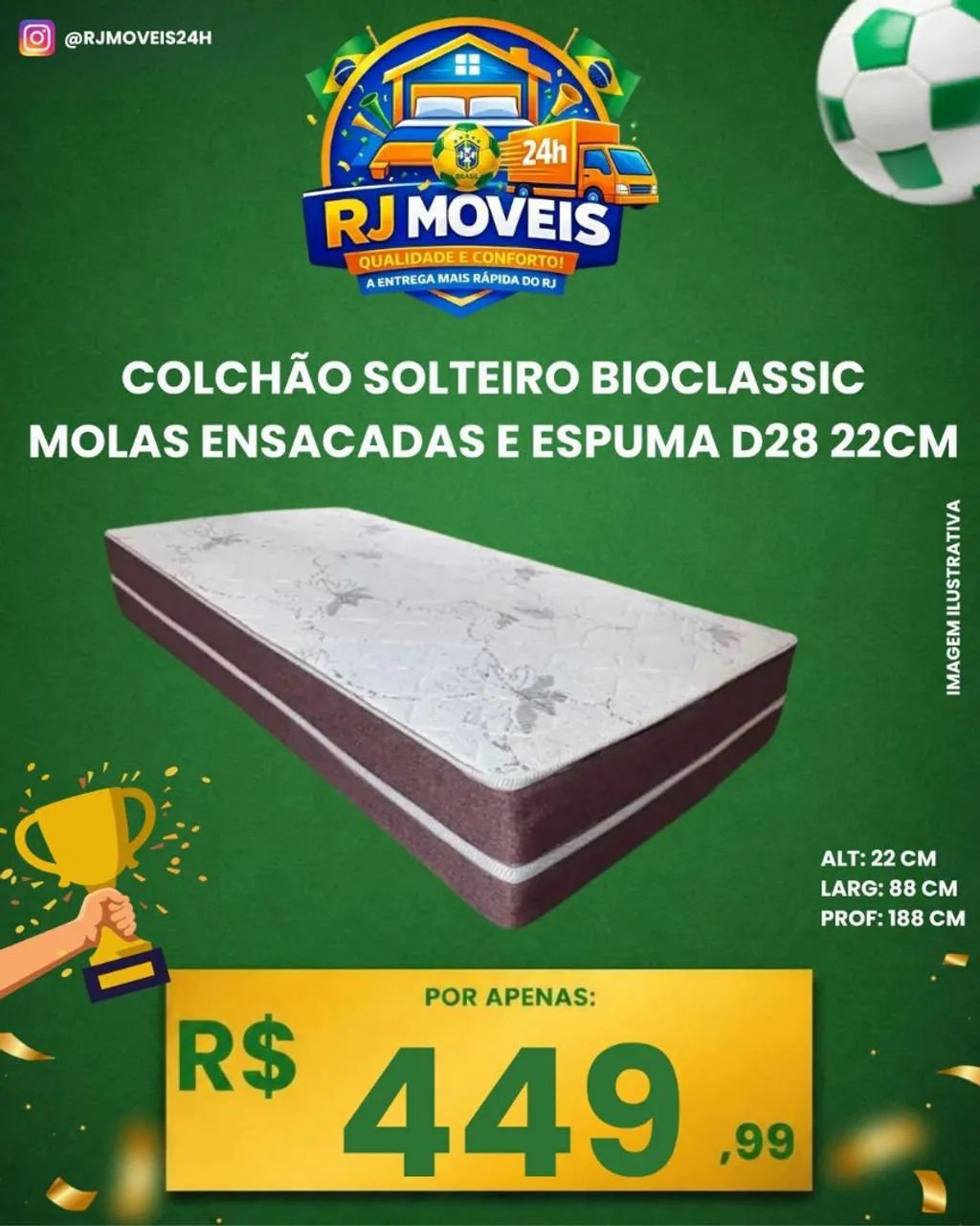 Colchão solteiro bioclassic molas ensacadas e espuma D28 22cm