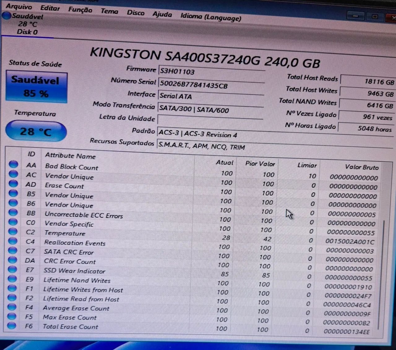 SSD 240GB Kingston saudável (V.E.N.D.O) - Foto 4