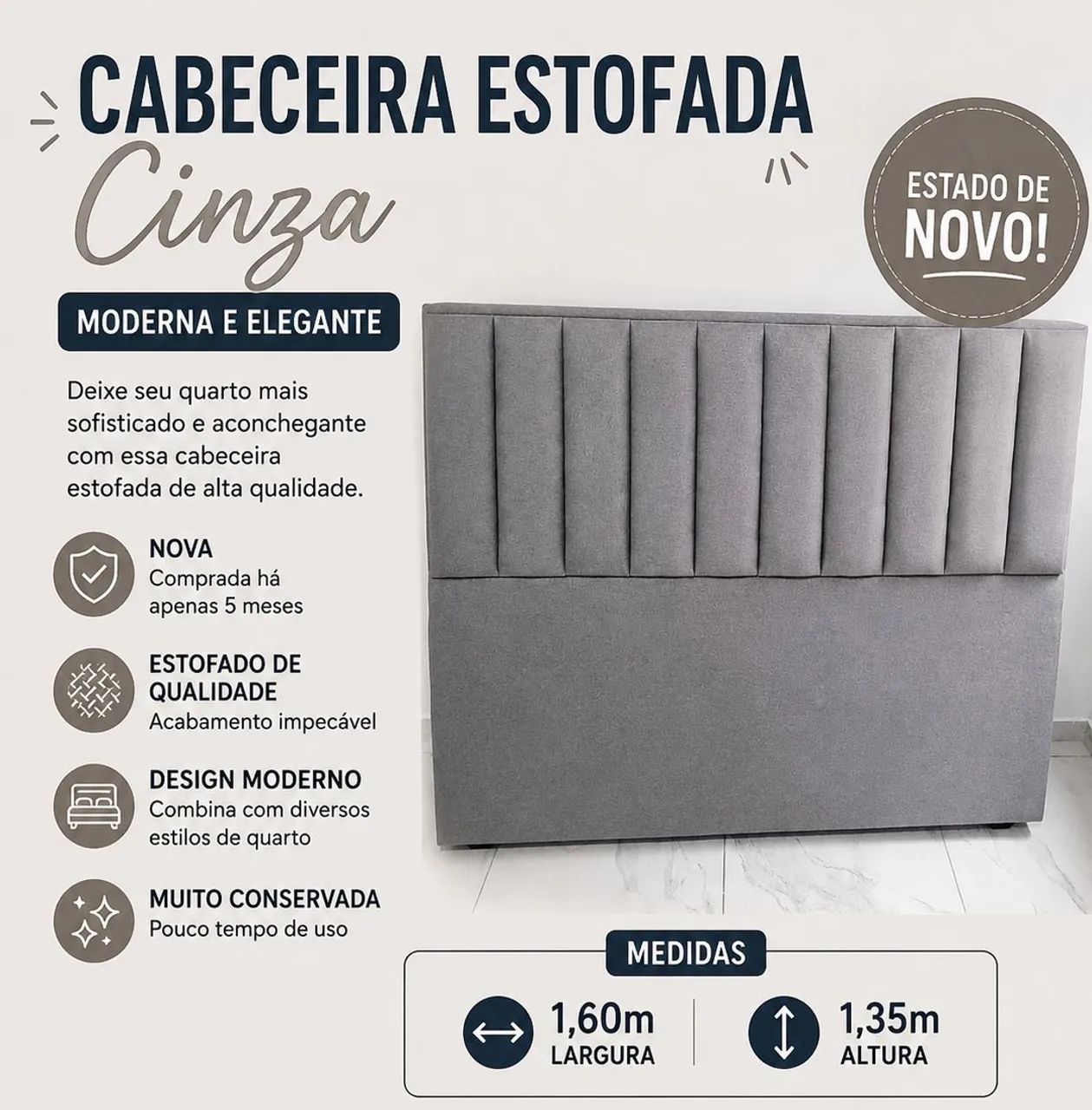 Cabeceita estofada cinza - Foto 2