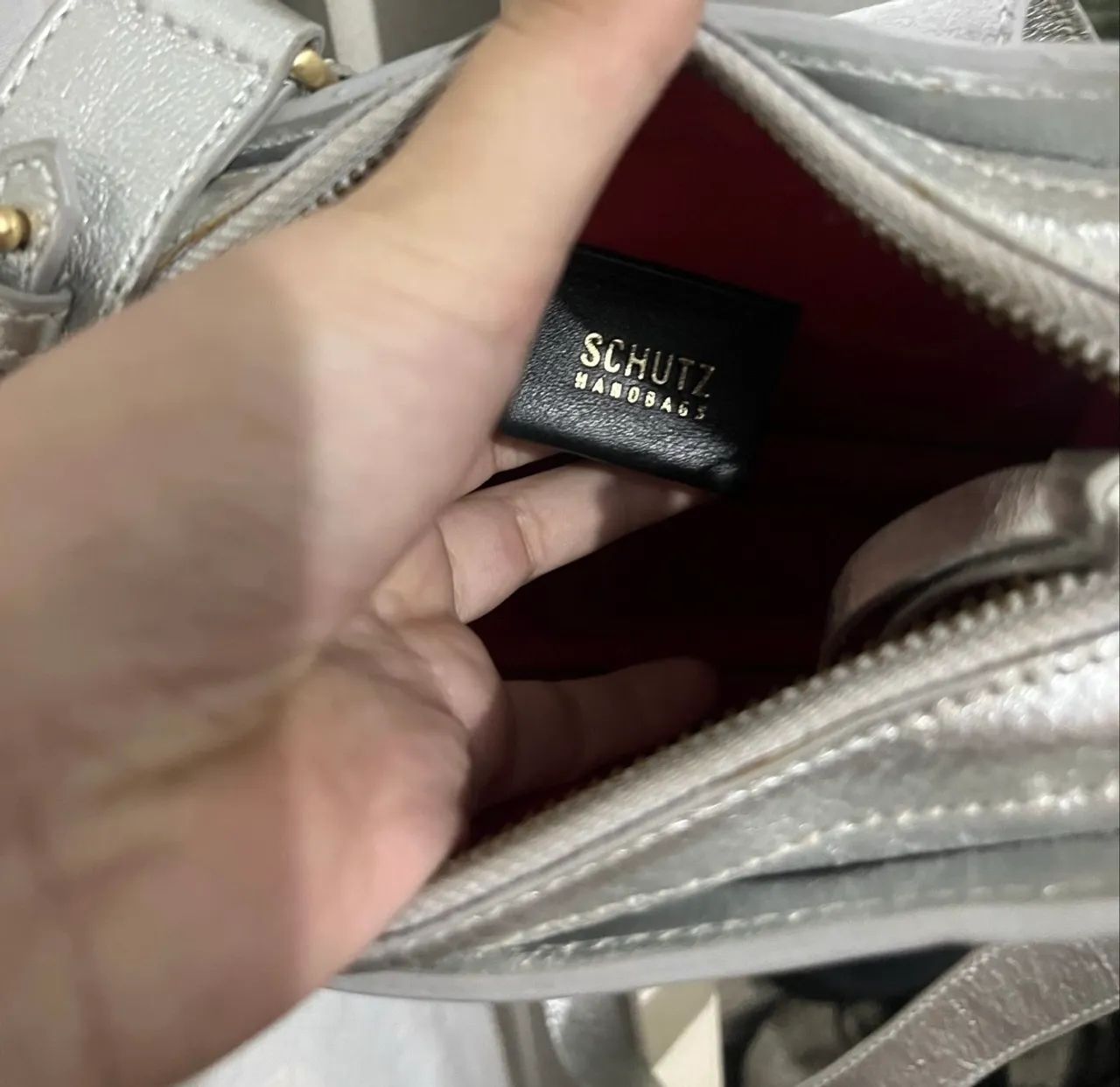 Bolsa tiracolo raia couro prata - Foto 2