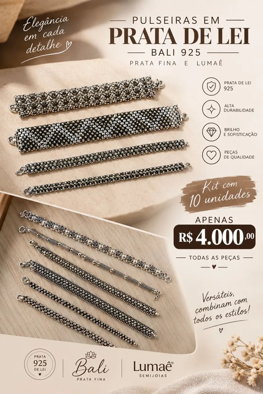 Pulseiras em prata bali 925