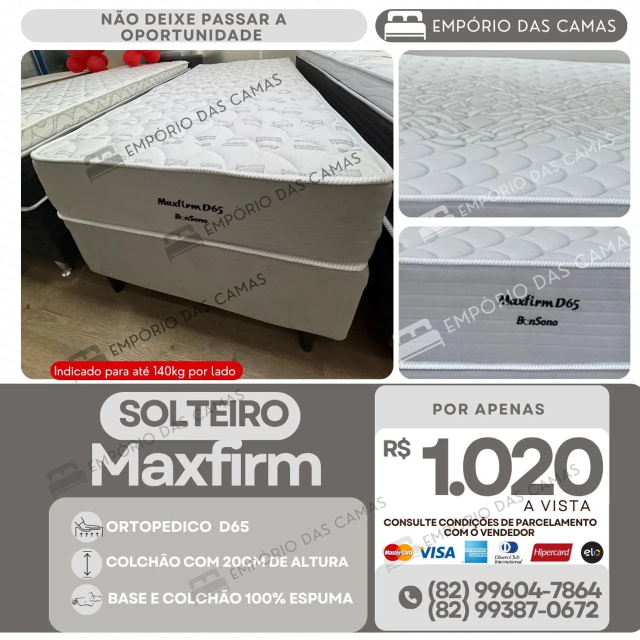 Cama solteiro bonsono molas ou espuma base e colchão  - Foto 2