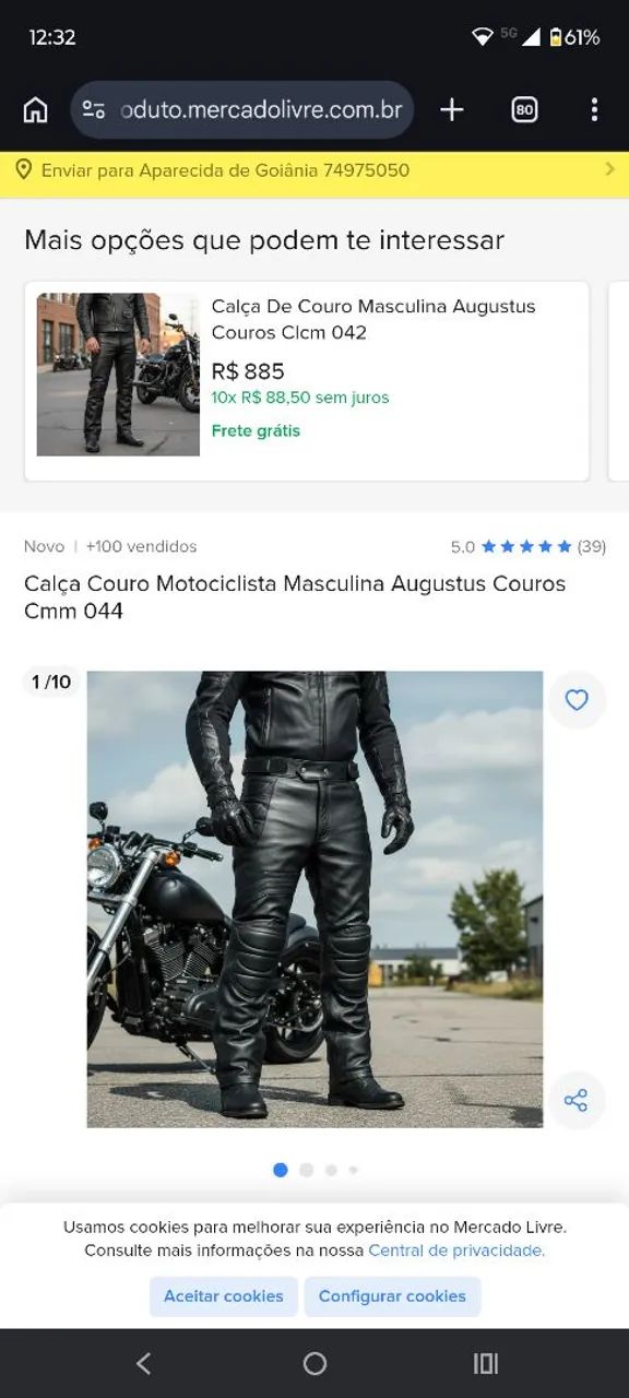 Calça de motoqueiro em couro 1 masculina e uma feminina  - Foto 3