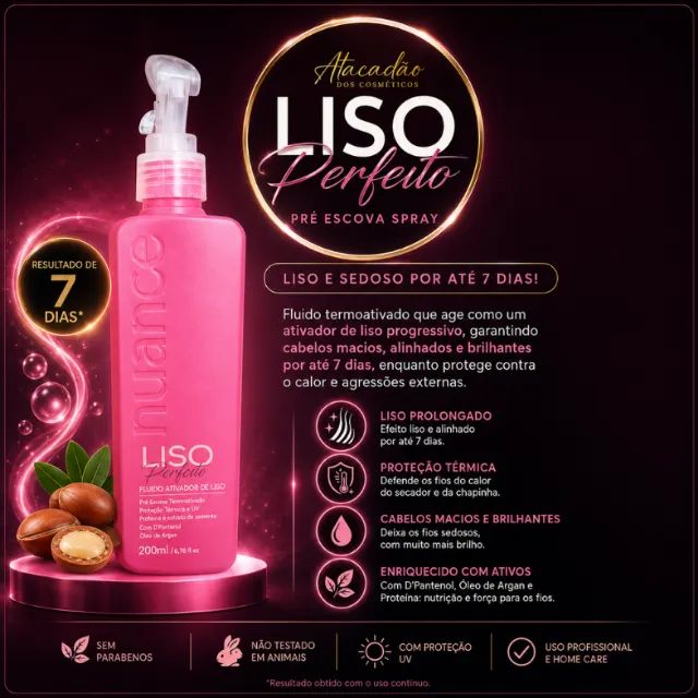 Leave-in Liso Perfeito Alinha e Alisa Nuance 200ml - Foto 2