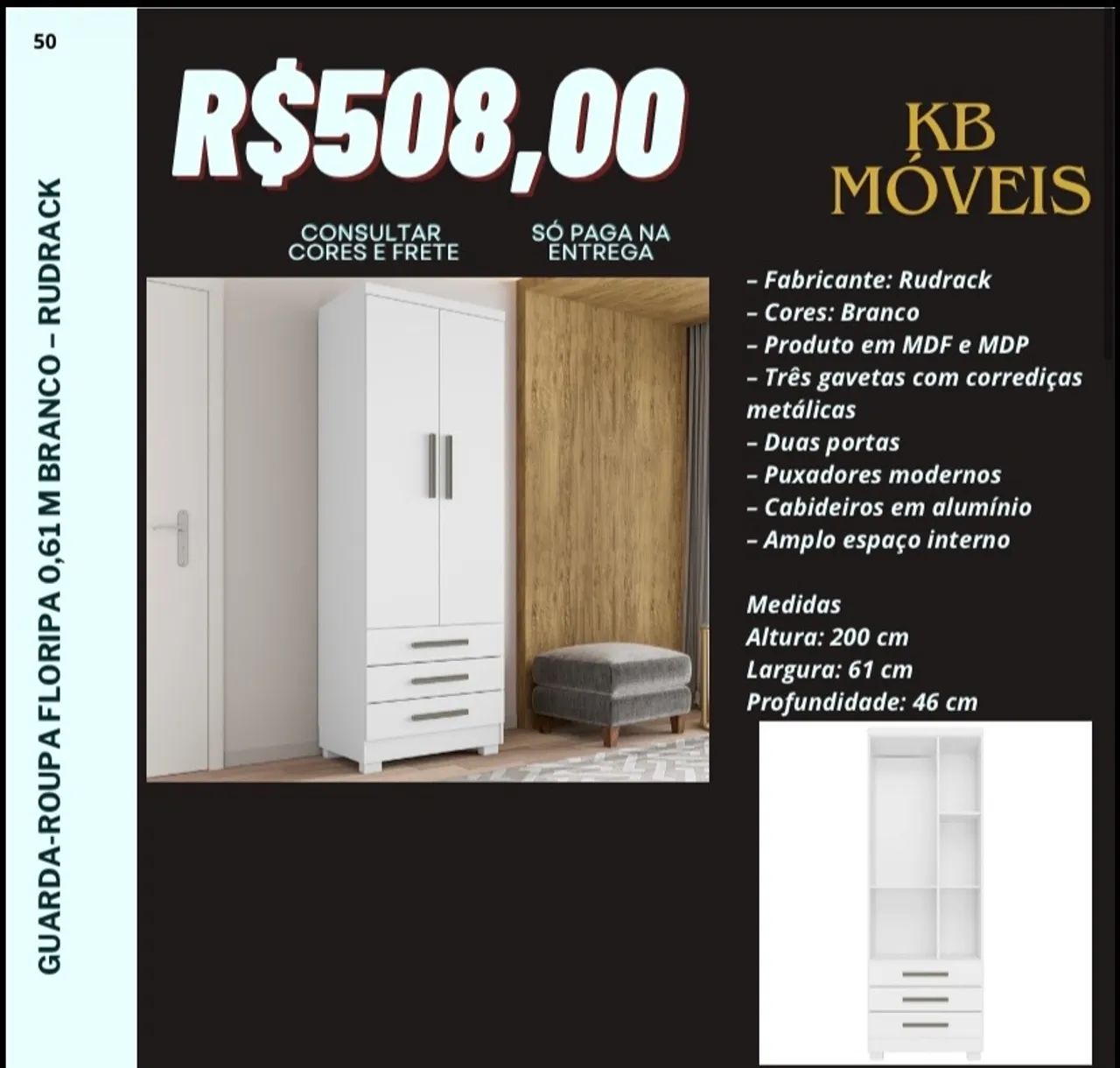 Guarda-roupa solteiro NOVO - Foto 3