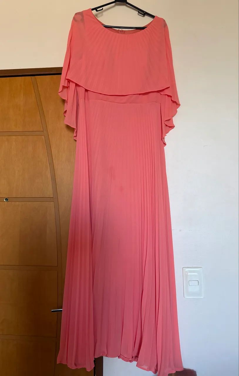 Vestido em seda plissada salmão - Foto 3
